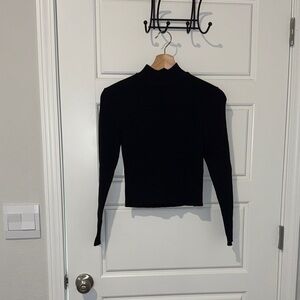 zara black ribbed mock neck top